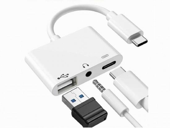 3 in 1 USB-C OTG Adapter with 3.5mm Headphone Jack